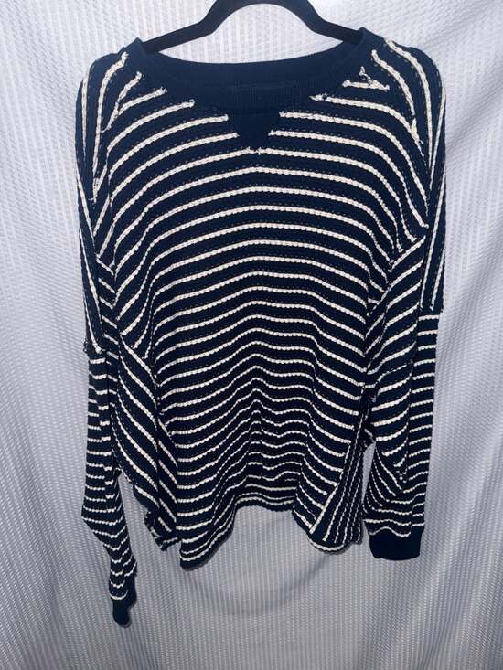 American Eagle Tops - American Eagle Lived-In Striped Oversized Thermal Knit Top Size M